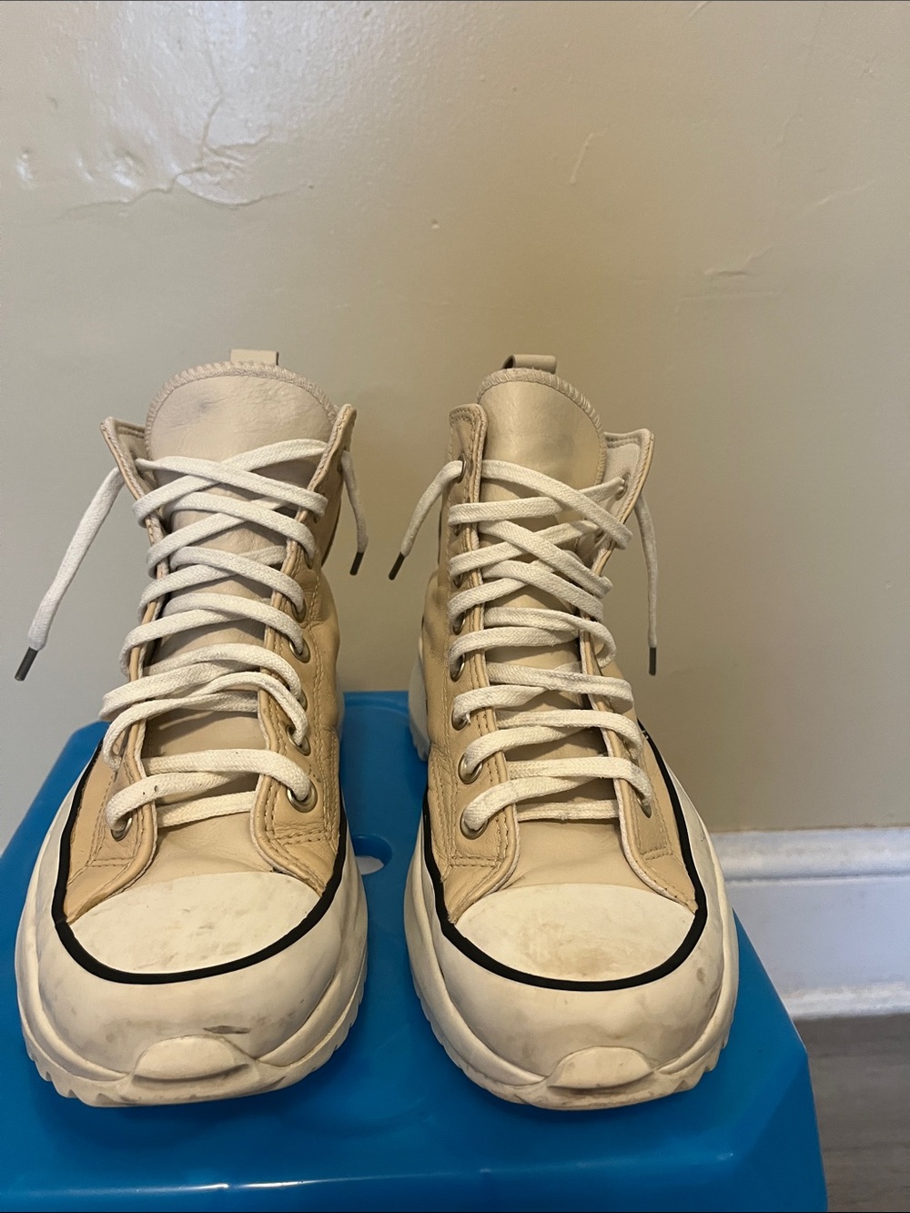 Converse Men's High-Top Sneakers in Beige and White